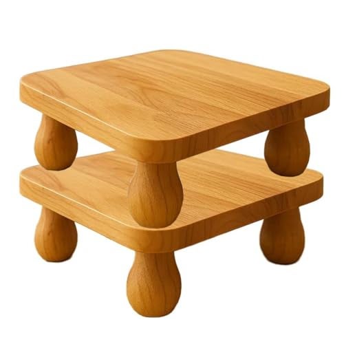 Dantawood Pine Wooden Single Planter Stand for Balcony Indoor Outdoor Garden Flower Succulent Plant Pot Holder (12 Inch Plan with Open Wheel, 1)[Size=L-12,W-12,H-3.5INCH] - Image 1
