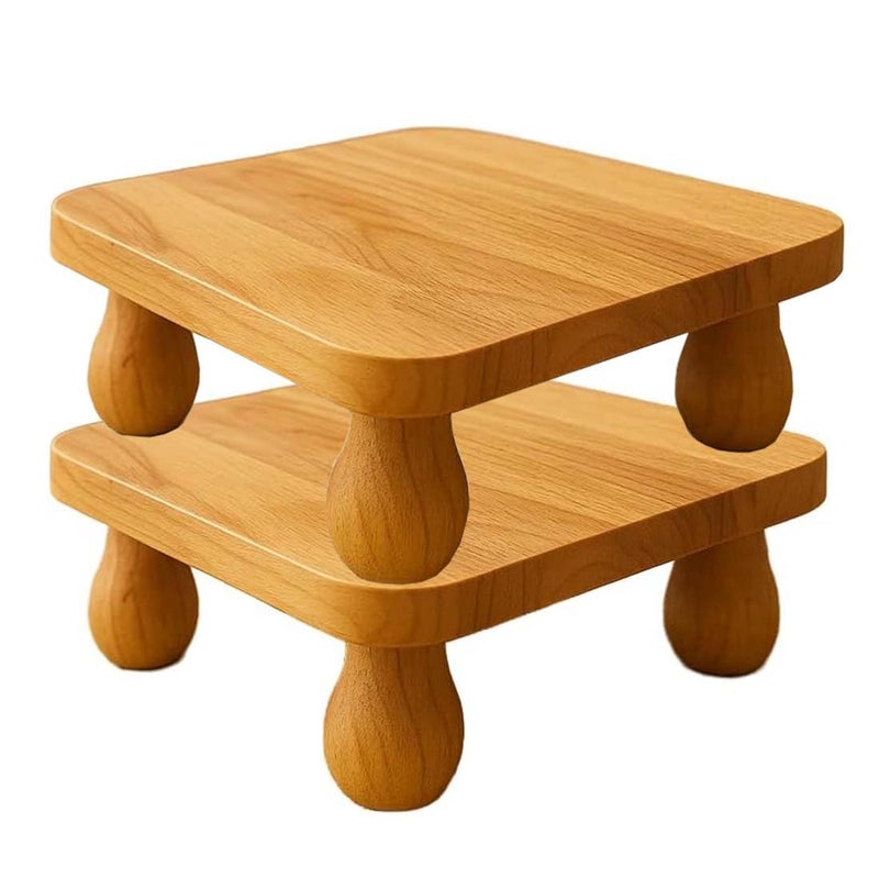 Dantawood Pine Wooden Single Planter Stand for Balcony Indoor Outdoor Garden Flower Succulent Plant Pot Holder (12 Inch Plan with Open Wheel, 1)[Size=L-12,W-12,H-3.5INCH] - Image 5