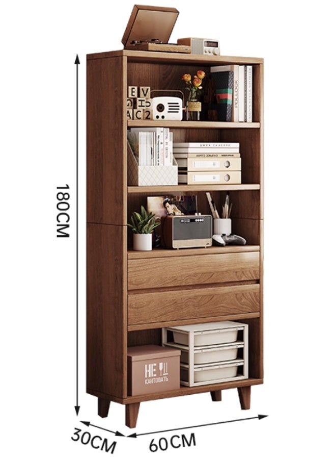 keke Tall Wooden Bookshelf with Multiple Storage Shelves – Freestanding Rack in Brown – 60x30x180 cm - Image 2