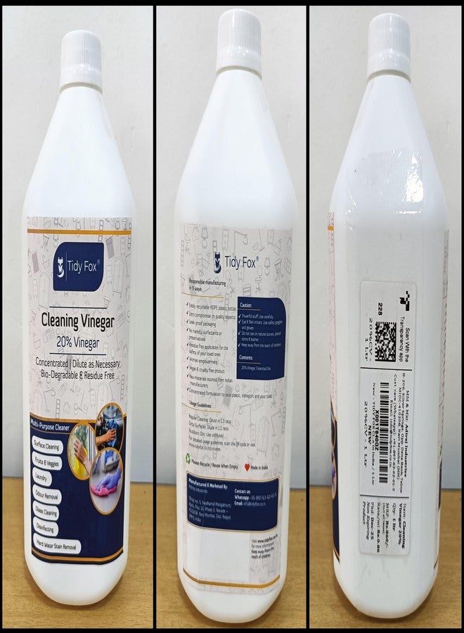 TIDY FOX Vinegar for Cleaning, 20% Concentrated (1 Ltr) - Image 2