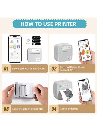 Receipt Printers Mini Portable Bluetooth Label Printer, for Office Home Organization and Small Business Supplies,with 1 Roll White Label Sticker, White - view 5