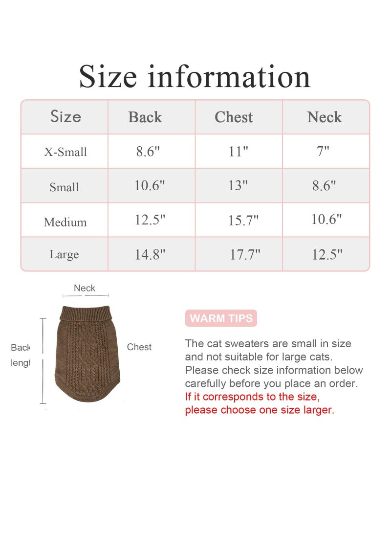 Cats Knitted Sweaters Turtleneck Knitted Sleeveless Cat Clothes Warm Winter Kitten Clothes Outfits for Cats or Small Dogs in Cold Season Brown S  - Image 3