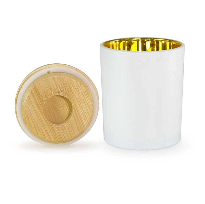 Aroparc Candle Jars with Lids 10oz Elegant Gold Interior Candle Jars for Candle Making 12 Pieces with Bamboo Lids  Black Matte