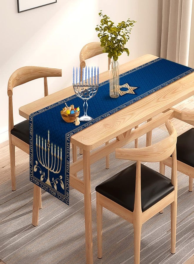 Pudodo Hanukkah Table Runner Chanukah Menorah Star of David Jewish Festival Holiday Party Kitchen Dining Home Decoration (13" x 72") - Image 2