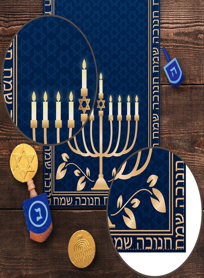Pudodo Hanukkah Table Runner Chanukah Menorah Star of David Jewish Festival Holiday Party Kitchen Dining Home Decoration (13" x 72") - Image 5