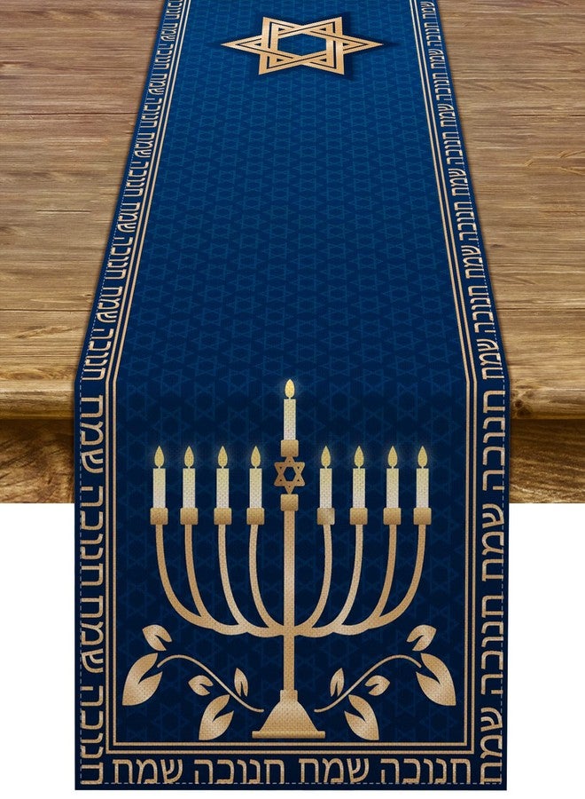 Pudodo Hanukkah Table Runner Chanukah Menorah Star of David Jewish Festival Holiday Party Kitchen Dining Home Decoration (13" x 72") - Image 1