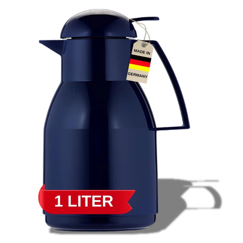 Helios Top Push Vacuum Jug Dark Blue 1 Litre - Image 1