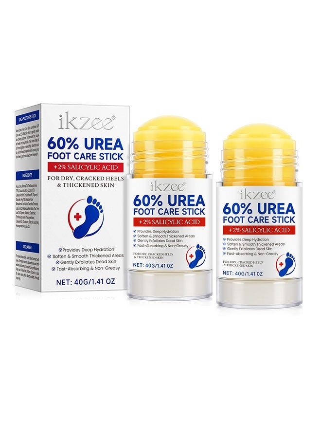 IKZEE Urea Cream 60 Percent with 2% Salicylic Acid Foot Care Stick, Maximum Strength Callus Remover for Dry Cracked Heels, Hands & Knees, Exfoliating Moisturizer & Dead Skin Remover, 1.41oz 2Pcs - Image 1