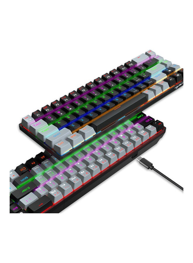 إتش إكس إس جيه لوحة مفاتيح RGB سلكية للألعاب بـ 68 زر مصنوع من مادة ABS مع كابل type-c قابل للفصل رمادي - Image 3
