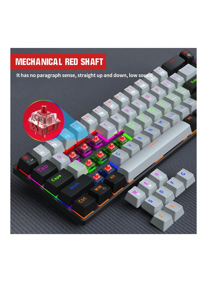 إتش إكس إس جيه لوحة مفاتيح RGB سلكية للألعاب بـ 68 زر مصنوع من مادة ABS مع كابل type-c قابل للفصل رمادي - Image 2