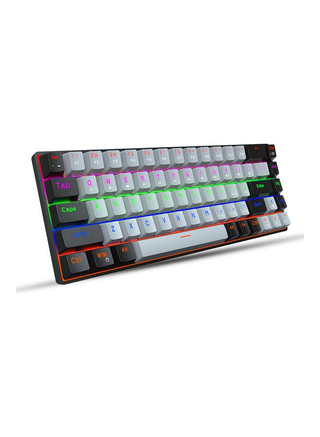 إتش إكس إس جيه لوحة مفاتيح RGB سلكية للألعاب بـ 68 زر مصنوع من مادة ABS مع كابل type-c قابل للفصل رمادي - Image 1