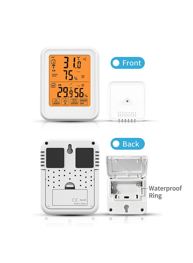 Generic Indoor & Outdoor Hygrometer Thermometer with Orange Backlight LCD Display Max/Min Value Desk Electronic Temperature Humidity Meters - Image 3