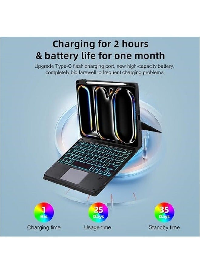 Removable Touched Keyboard Case Compatible with iPad Air 11 Inch 6 Generation 【2024 6th Gen】 Tablet Magic Bluetooth Backlight Holster for M2 - Image 4