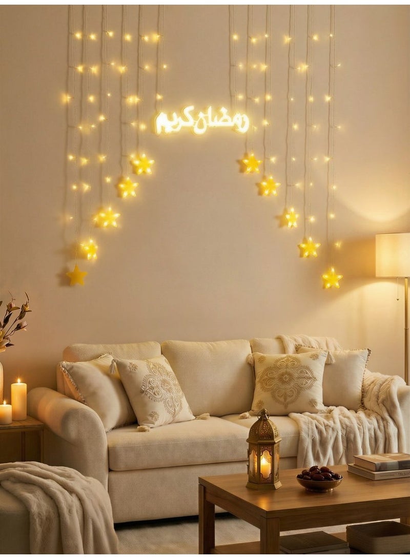 Ramadan light curtain – stars only, length 3 meters - Image 1