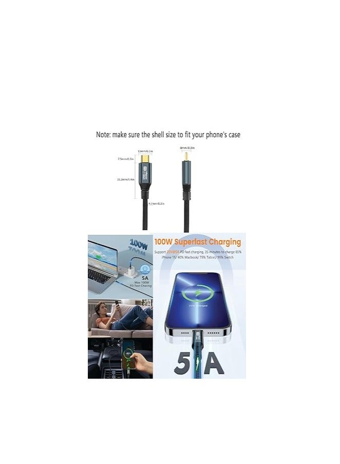 PD Fast Charging Cable - Data Cord - USB C to Type C - USB 3.2 - Gen3 - Thunderbolt 3 - E-Marker Chip - 20Gbps - 8K@60Hz - 20V/5A - 100W -1M - Black - Image 2