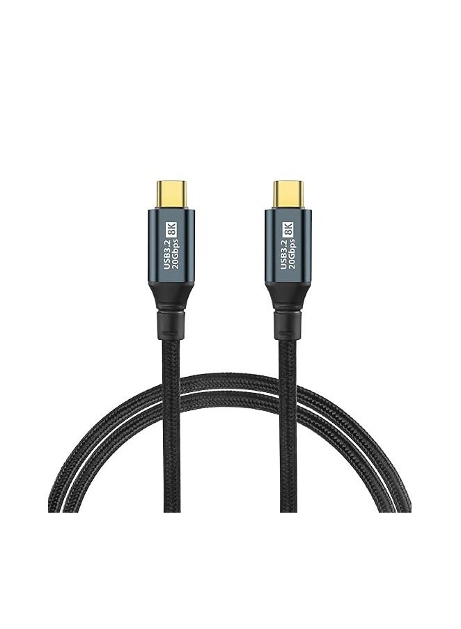 PD Fast Charging Cable - Data Cord - USB C to Type C - USB 3.2 - Gen3 - Thunderbolt 3 - E-Marker Chip - 20Gbps - 8K@60Hz - 20V/5A - 100W -1M - Black - Image 1