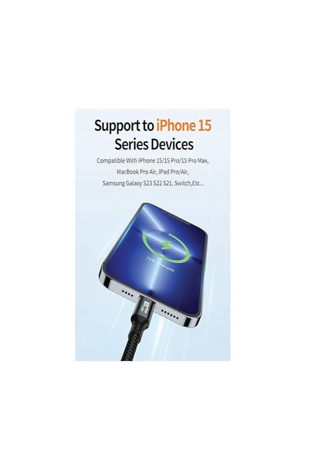PD Fast Charging Cable - Data Cord - USB C to Type C - USB 3.2 - Gen3 - Thunderbolt 3 - E-Marker Chip - 20Gbps - 8K@60Hz - 20V/5A - 100W -1M - Black - Image 3
