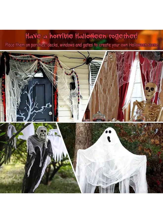 6 Pcs Vintage Gothic Horror Black Heavyweight Cheesecloth Muslin Fabric For Halloween Party Decorations Crafts Wall Yard Ornaments Durable Material Ideal Spider Webs Ghosts Bats Witches Easy Hang Indoors Outdoors Textured Distressed Look Scary Atmosphere Perfect DIY Projects Supplies Eerie Textures - Image 5