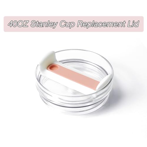 Horsdo 40oz Tumbler Lid for Stanley, Spill Proof Splash Resistant Tumbler Covers,Replacement cover for Stanley Cup Accessory(2 pack) (Clear Pink, 40oz) - Image 5