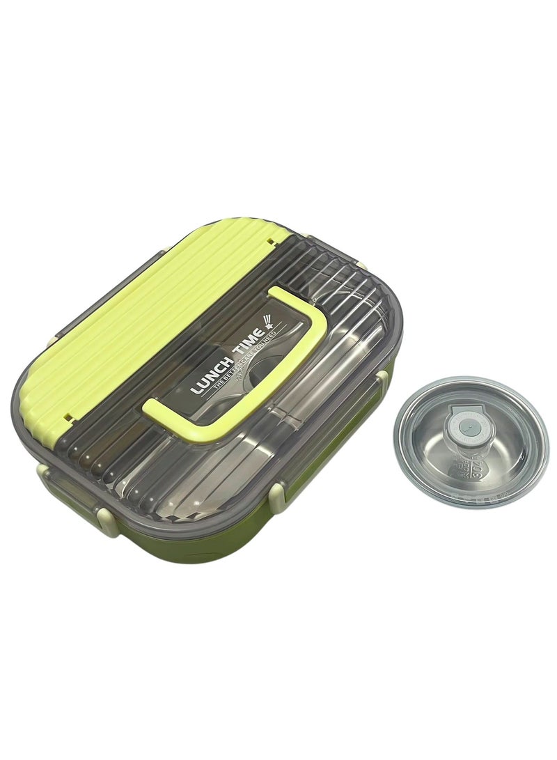 VIO Kids Stainless Steel Lunch Box Leak Proof Reusable Bento Box with 4 Compartments and Sealed Container Stainless Steel Bento Lunch Food Box for Kids or Adults with Lockable Clips Portion Control Food Container Back To School Essentials Kids Lunch Box Travel Food Container 25CM X 18 CM X 5 CM - Image 2