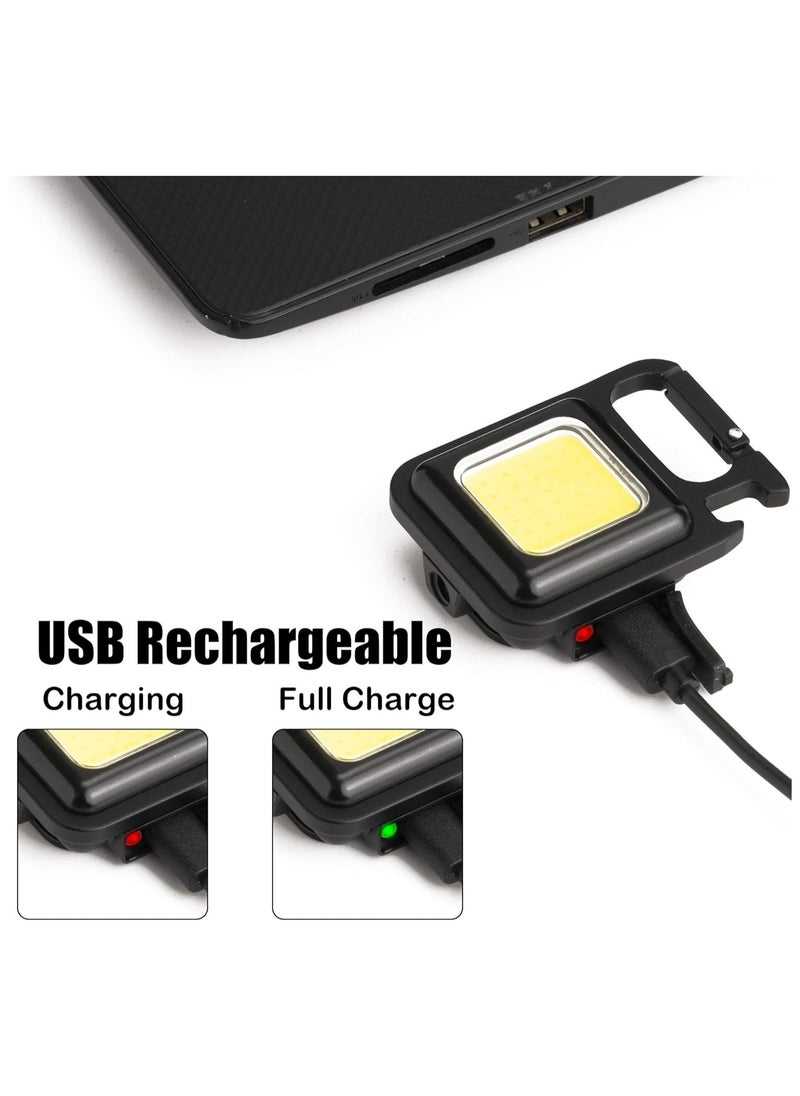 Generic - Cob small flashlights, 800lumens bright rechargeable keychain mini flashlight 3 light modes portable pocket light with folding bracket bottle opener and magnet base for fishing, walking and camping - Image 1