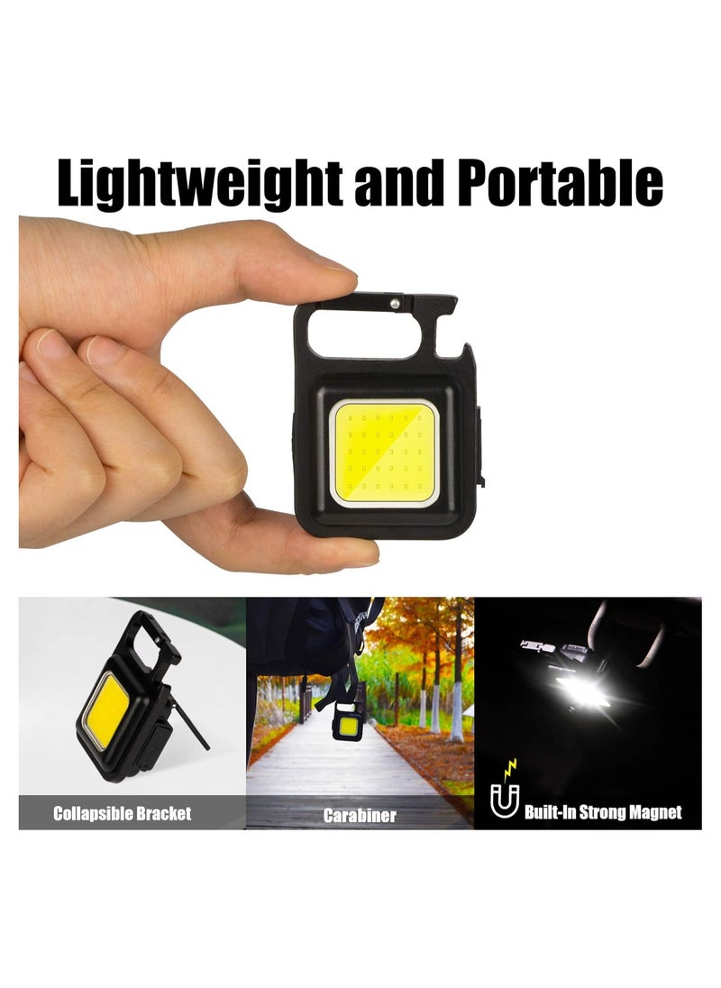 Generic - Cob small flashlights, 800lumens bright rechargeable keychain mini flashlight 3 light modes portable pocket light with folding bracket bottle opener and magnet base for fishing, walking and camping - Image 1