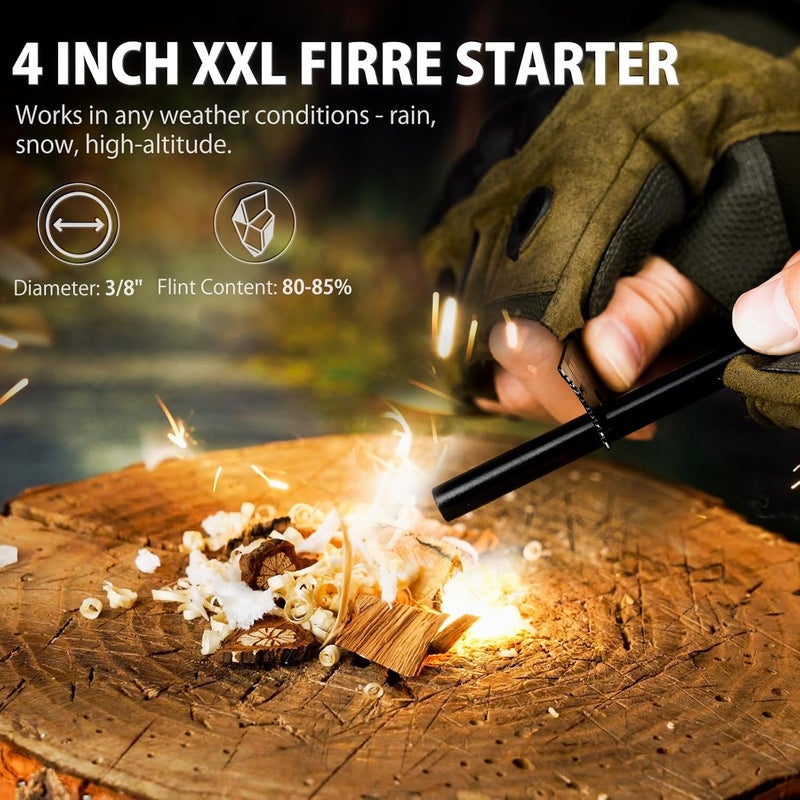 NedFoss Tactical Survival Knife with Fire Starter, Kydex Sheath, 440C Steel Blade, G10 Handle - Camping Gift for Men - Image 4