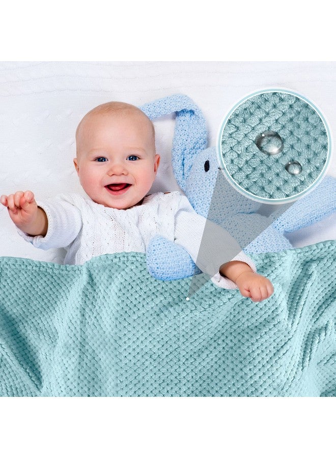 Reginary 4 Pack Fuzzy Blanket 30 x 40'' Waffle Flannel Baby Throw Blankets Warm Nursery & Crib Blankets for Girl & Boy Newborn Infant(Light Blue, Pink, Beige, Gray) - Image 5