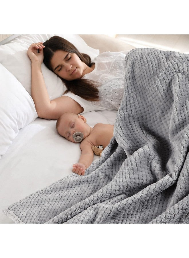 Reginary 4 Pack Fuzzy Blanket 30 x 40'' Waffle Flannel Baby Throw Blankets Warm Nursery & Crib Blankets for Girl & Boy Newborn Infant(Light Blue, Pink, Beige, Gray) - Image 4
