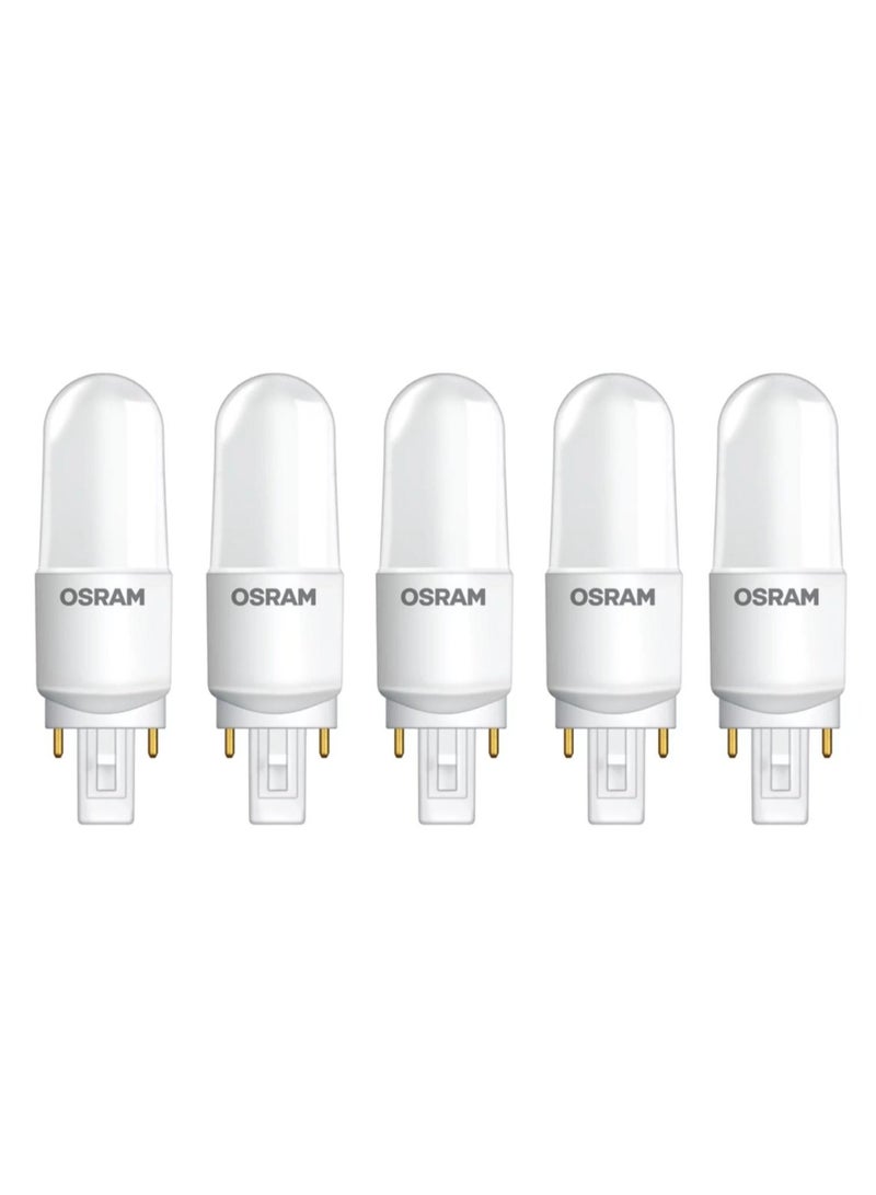 Osram LED Stick bulb G24D 2 Pin 10W Warm White, 3000K plugin - Pack of 5 - Image 1
