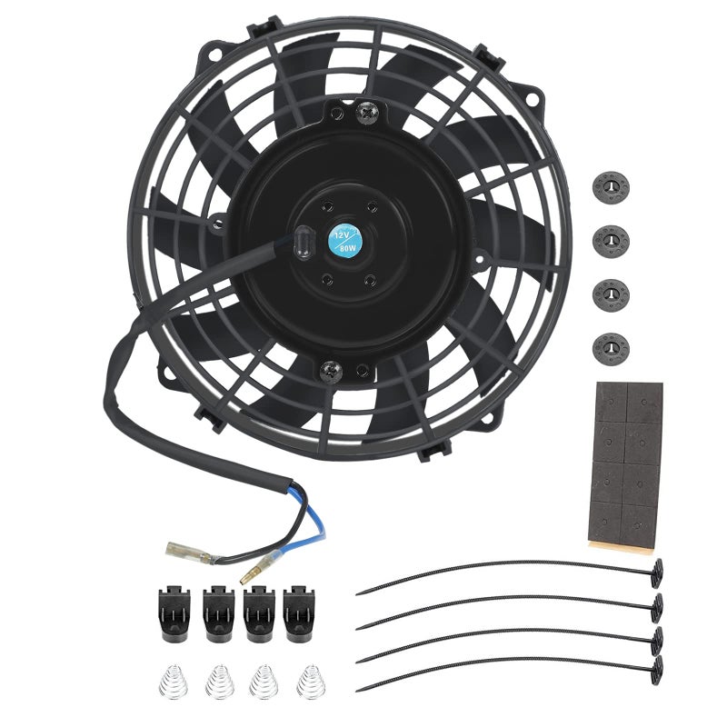 LucaSng LucaSng 7" inch Black Slim Fan Push Pull Electric Radiator Cooling 12V 800 CFM Mount Kit Universal  - Image 1