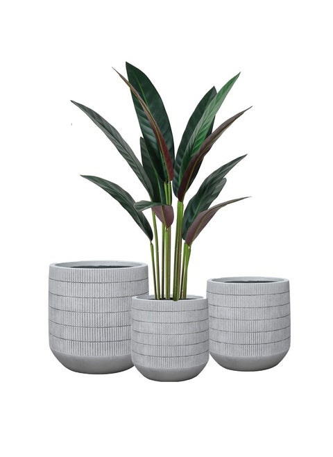 Fiber Plant Pot Set – Modern Design with Multiple Sizes for Artificial and Natural Plants