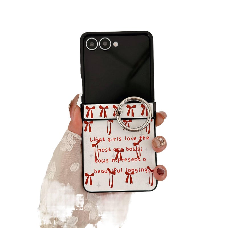 غطاء واقي بPC، باللون الأحمر تصميم فيونكة , حماية من السقوط، أحمر، مقاوم للصدمات لـ Samsung Galaxy Z Flip 7 للطاولة للمكتب المنزلي للتخزين العملي - Image 1