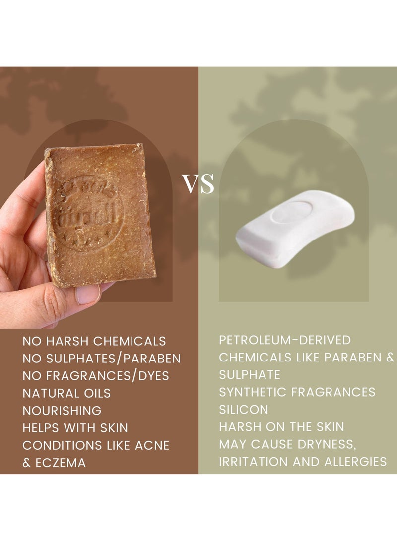 Al-Madinah Al-Madina Natural Olive Oil Soap Bar, Original Aleppo Laurel Soap With 100% Olive & Laurel Oils, Classic Handmade Body & Hair Soap,4x190 grams - Image 4