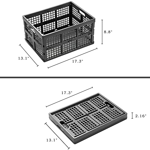Eslite 34L Large Plastic Folding Storage Crates,Collapsible Crates for Storage,Pack of 3 (Grey) - Image 4