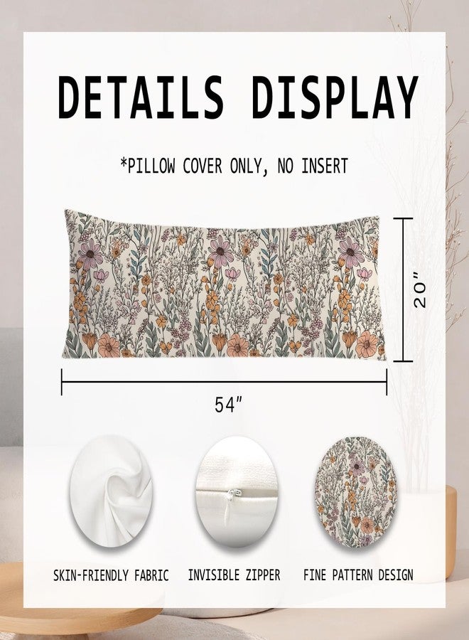 PIUD Vintage Boho Floral 20x54 Body Pillow Cover, Cottagecore Room Decor, Retro Rustic Cottagecore Flowers Aesthetic Decorative Long Body Pillow Cases for Bed Couch - Image 2