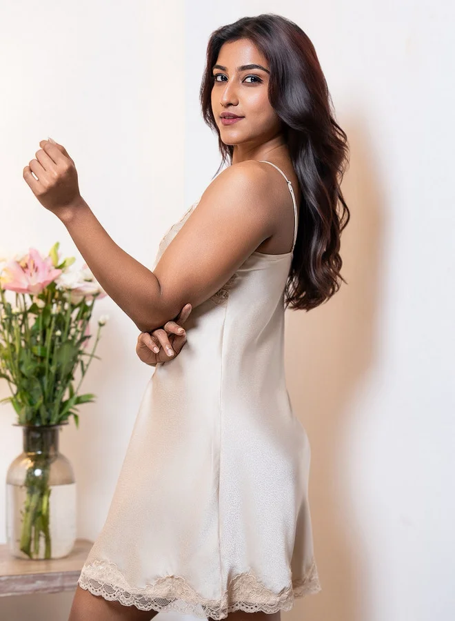 Aadaraya Aadaraya Night Dress Sleeveless Lace Detail
