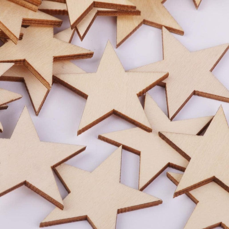 klarako Wooden MDF Shape Hearts Stars CUT WOODEN Craft Embellishments Decor  25pcs 50mm - Image 3