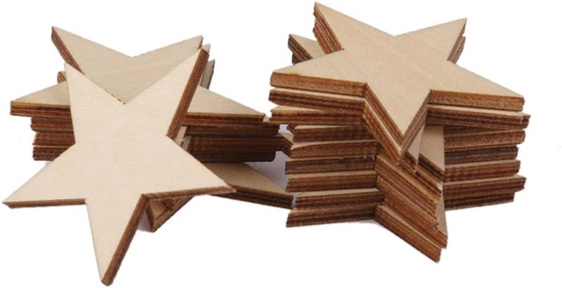 klarako Wooden MDF Shape Hearts Stars CUT WOODEN Craft Embellishments Decor  25pcs 50mm - Image 5