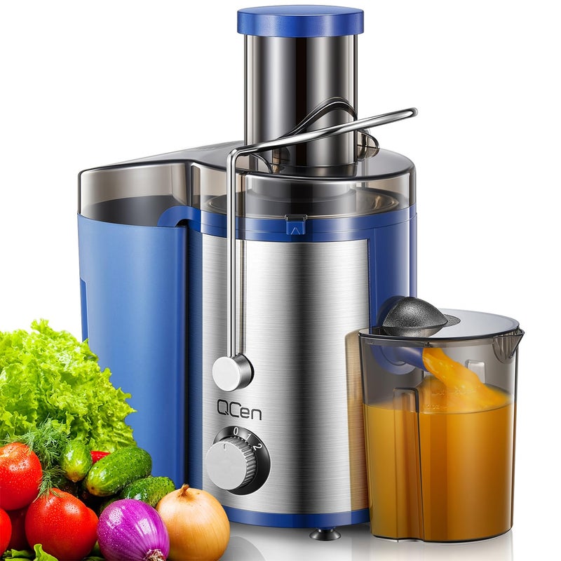 Juicer Machine 800W Centrifugal Juicer Extractor with Wide Mouth 3 Feed Chute for Fruit Vegetable Easy to Clean Stainless Steel BPAfree Blue
