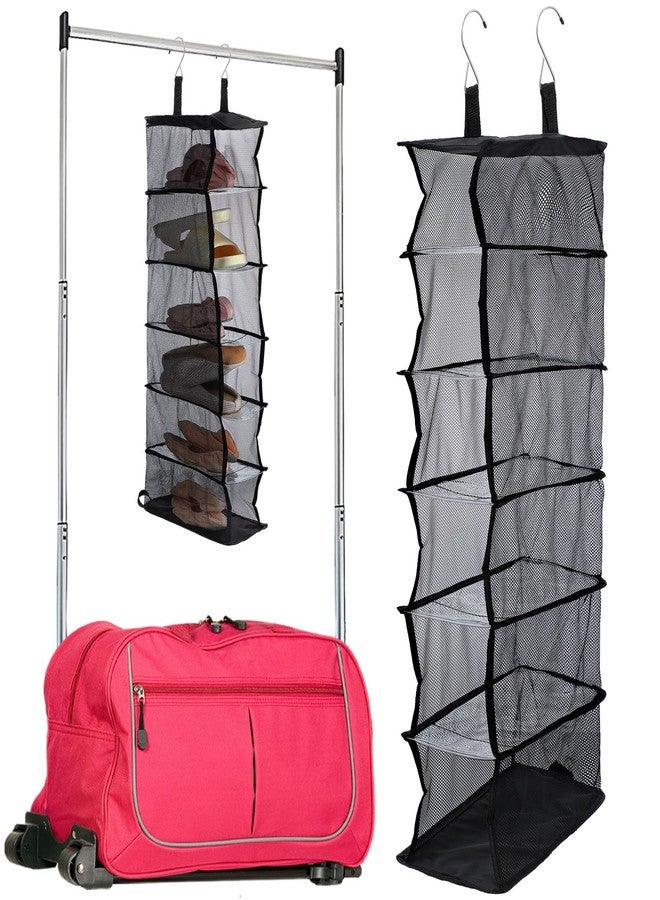 Aliceset 6-shelf Hanging Shoe Organizer for Dance Bags, Collapsible Hanging Shoe Rack with Transparent Shelves and Mesh Sides, Travel Backstage Accessories, Dance Bag Accessories - Image 1