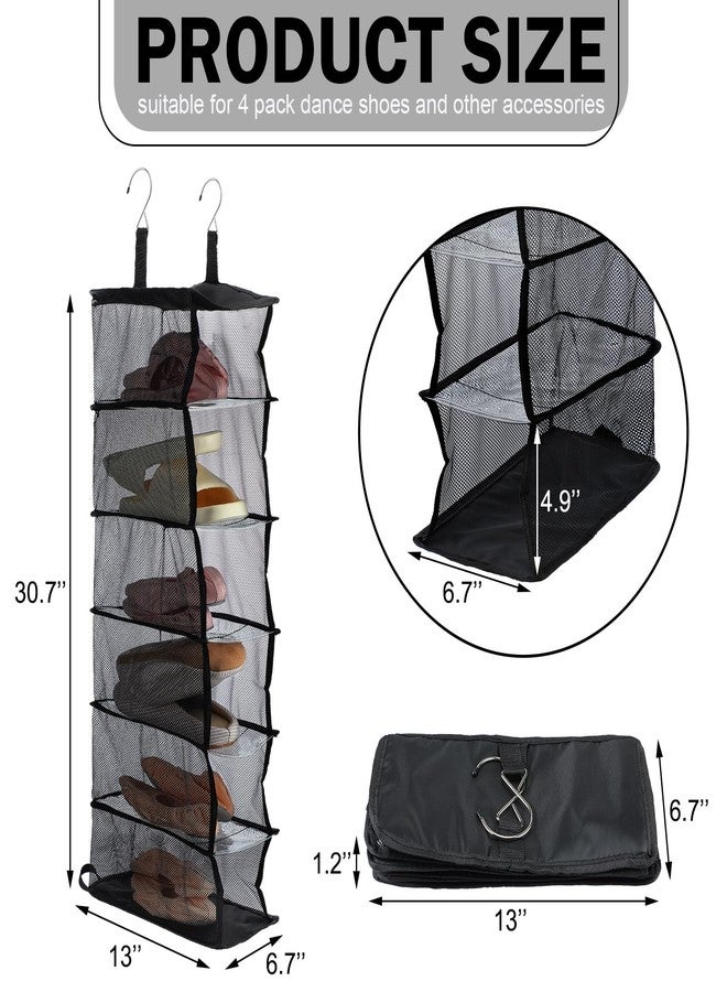 Aliceset 6-shelf Hanging Shoe Organizer for Dance Bags, Collapsible Hanging Shoe Rack with Transparent Shelves and Mesh Sides, Travel Backstage Accessories, Dance Bag Accessories - Image 2