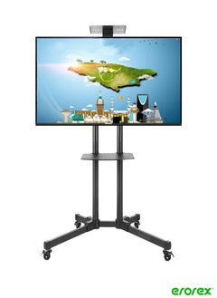 Mobile TV Stand with Lockable Wheels Adjustable Rolling TV Cart TV Floor Bracket for 32 70 Inch LCD LED Plasma Flat Curved Screen TV Trolley with AV Shelf Holds up 50kg Max VESA