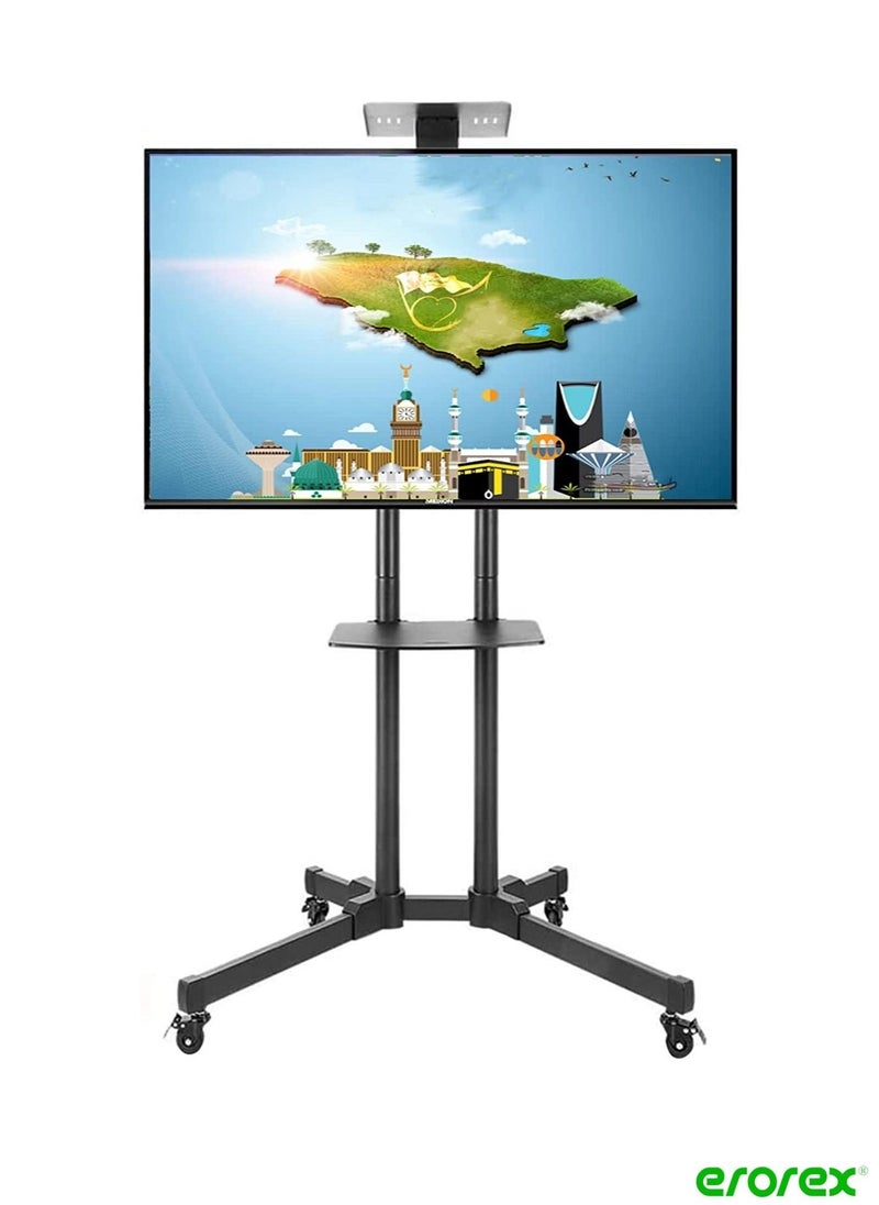 HuHa - Mobile TV Stand with Lockable Wheels Adjustable Rolling TV Cart TV Floor Bracket for 32 70 Inch LCD LED Plasma Flat Curved Screen TV Trolley with AV Shelf Holds up 50kg Max VESA - Image 1