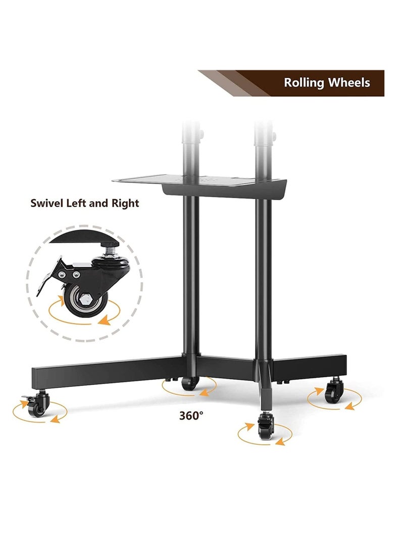 HuHa - Mobile TV Stand with Lockable Wheels Adjustable Rolling TV Cart TV Floor Bracket for 32 70 Inch LCD LED Plasma Flat Curved Screen TV Trolley with AV Shelf Holds up 50kg Max VESA - Image 1