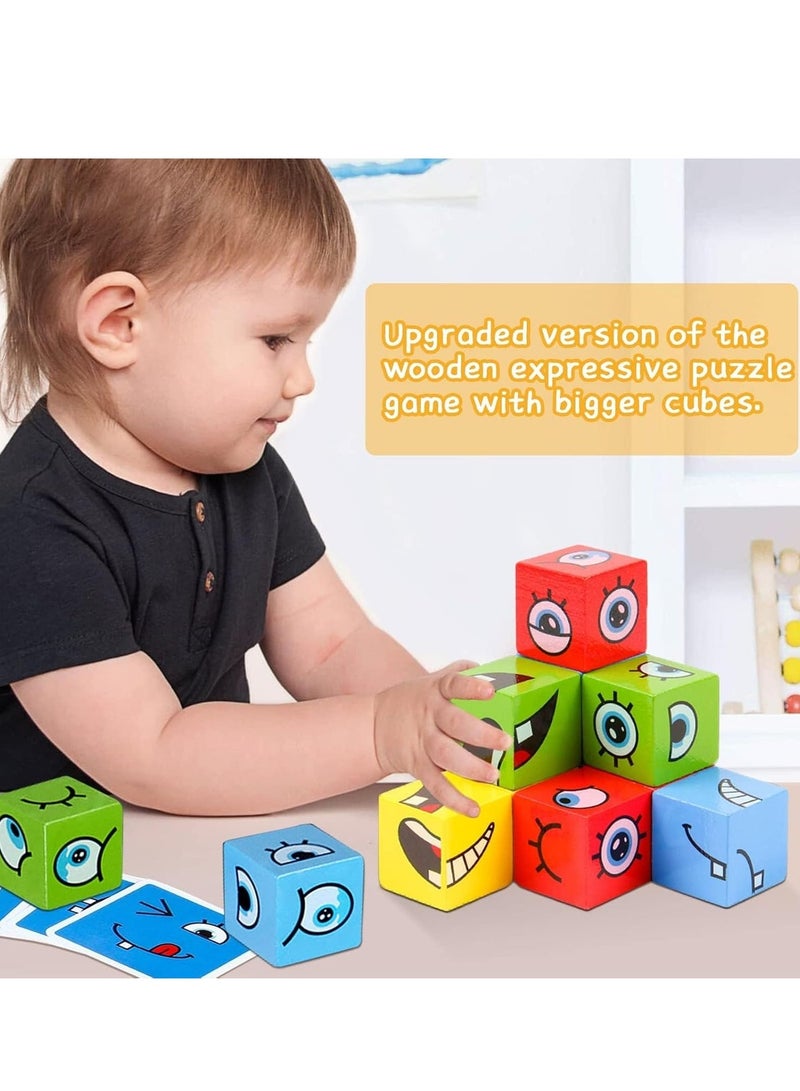 Y&D Expression Puzzle Building Blocks Wooden Face Changing Magic  Cube Building Blocks Toy with Bell and Sand Clock Matching Board Games for Kids Expression Change Face Rubik's Cube Blocks Iron Box Children's Match Models Toys Parent-Child Table Games Wooden Challenge Toys Matching Game Logical Thinking Training Brain Toy Borad Games Educational Montessori Toys for Kids 3 Ages + - Image 5