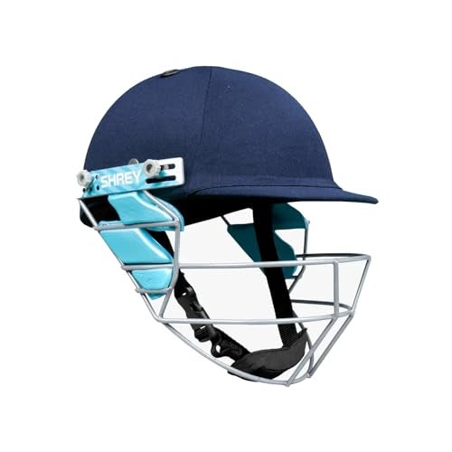 Shrey Star 2.0 Steel Cricket Helmet | Adjustable Steel Visor | Better Protection and Cushioning | Comfortable Fit (Navy - Large) - Image 1