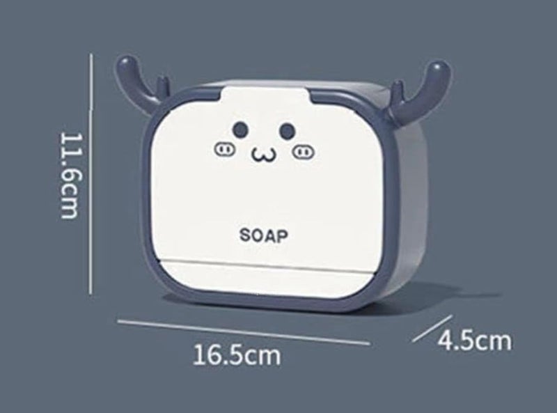 Cyrox Cyrox Bathroom Soap Holder Box with Lid Flip-Top Cartoon Antler Soap Box | Soap Draining Rack - Wall Mounted Soap Case Box (1pcs)  - Image 4