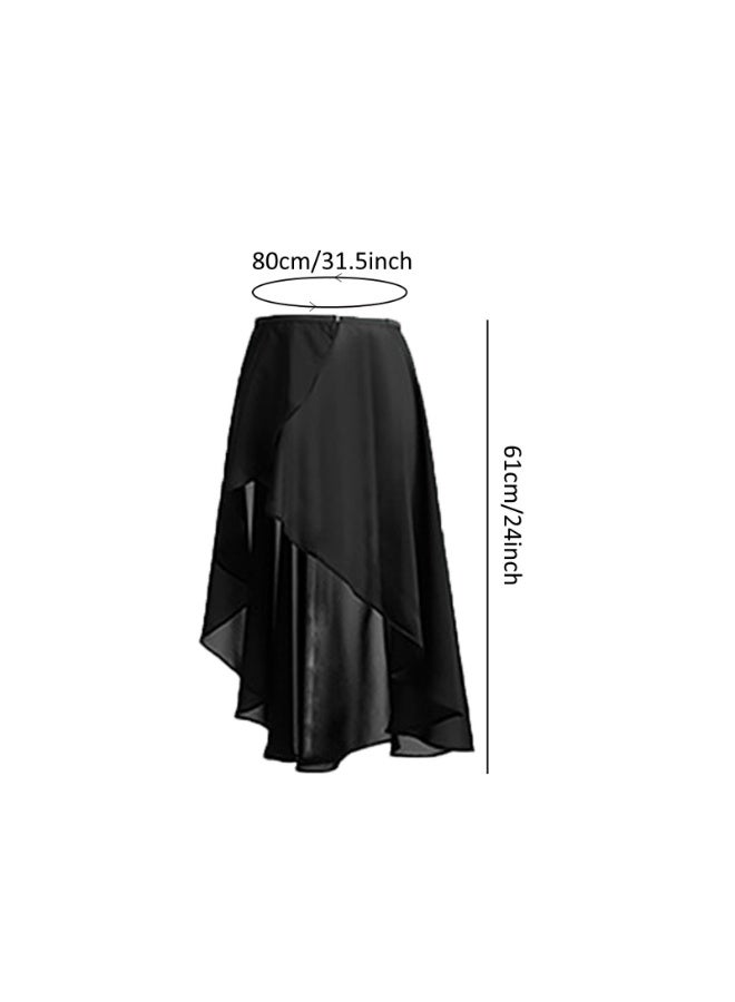 Ballet Dance Chiffon Skirt for Women/Girls, Adjustable Waist Wrap Skirt （Black） - Image 3