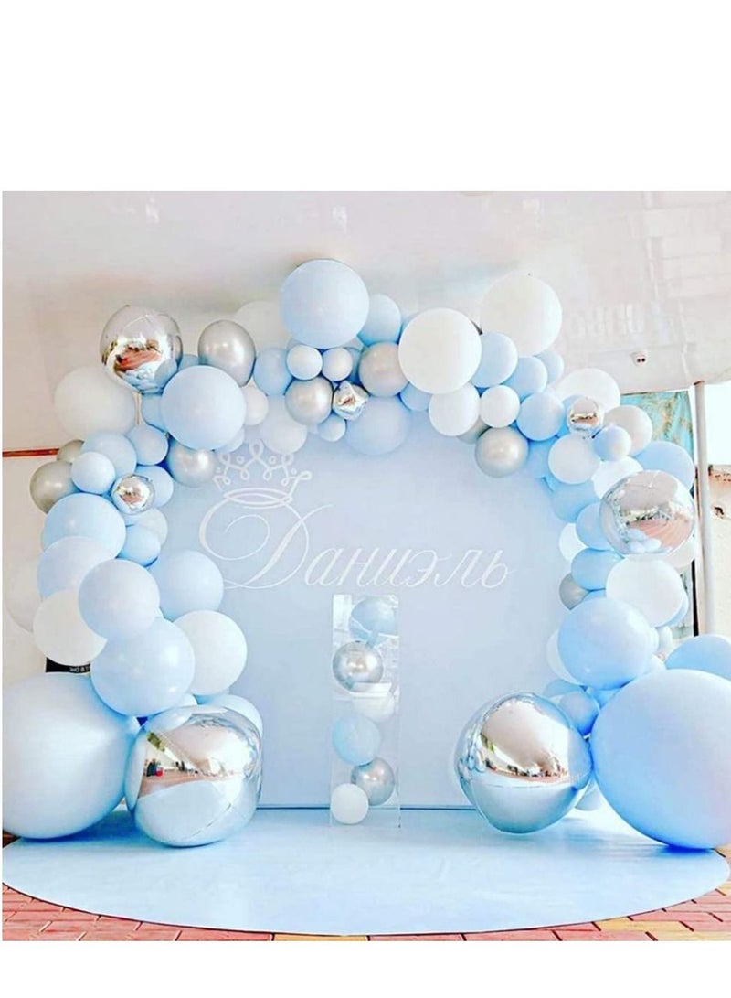KASTWAVE Blue Balloons Garland Arch Kit KASTWAVE 141Pcs Macaron Blue White Silver Balloon arch kit Decorations Set with Confetti Balloons pack for Boys and Girls Baby Shower,Wedding, Birthday Party Decor - Image 5